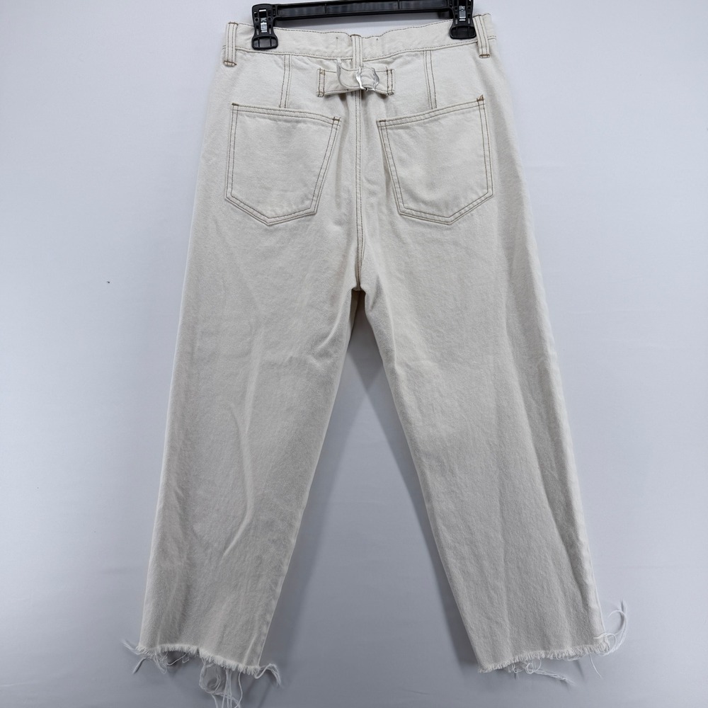 Free People We The Free Ivory High Rise Button Fly Straight Leg Jeans 27 Long - Picture 3 of 4